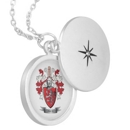 Price Family Crest Coat of Arms Locket Necklace