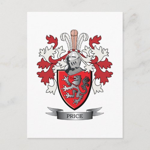 Price Family Crest Coat of Arms Postcard