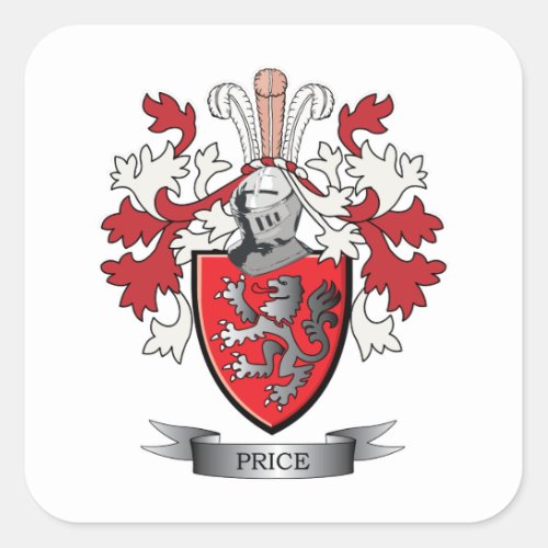 Price Family Crest Coat of Arms Square Sticker