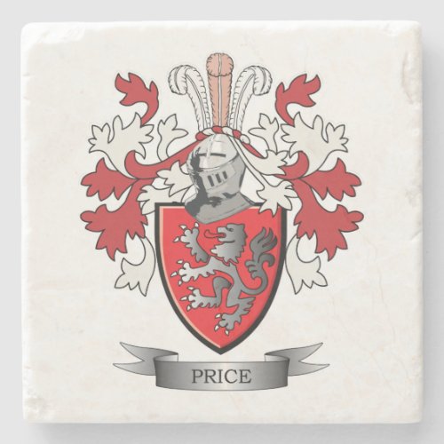 Price Family Crest Coat of Arms Stone Coaster