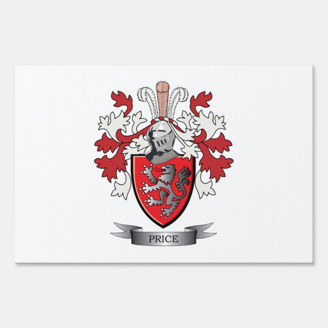 Price Family Crest Coat of Arms Yard Sign (Front)