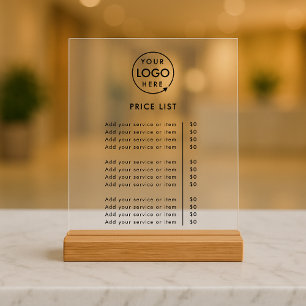 Price List Acrylic Sign Clear Tabletop Display