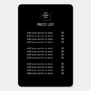 Price List   black Business Logo Minimalist Foam  Board