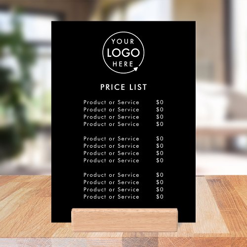 Price List  Black Business Logo Modern Simple Holder