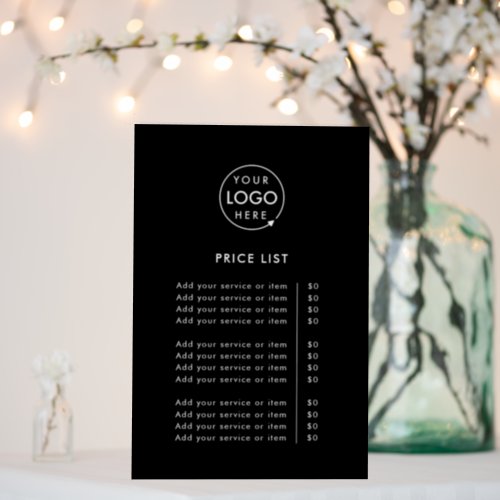 Price List  Black Logo Business Professional Foam Board