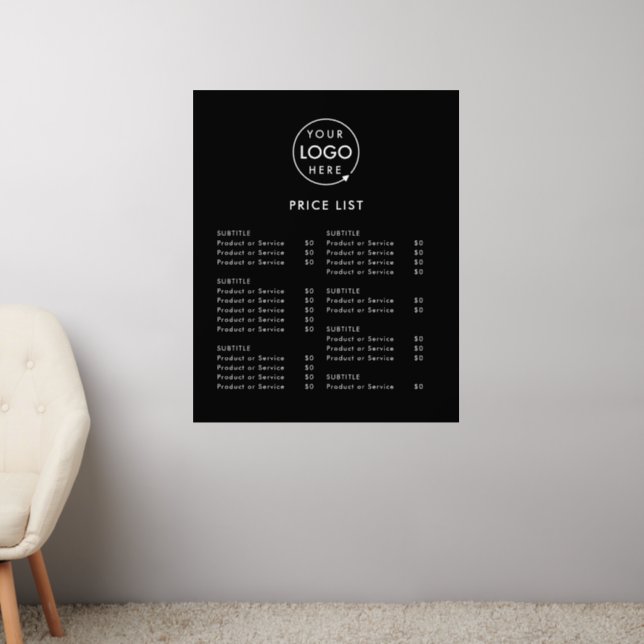 Price List |  Black Logo Business Professional Wall Decal (Living Room 2)