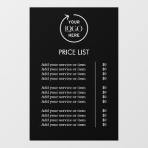 Price List   Black Logo Business Professional Window Cling