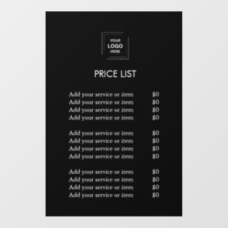 Price List | Black Modern Business Logo Wall Decal
