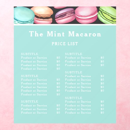 Price List  Business Logo French Macaron Mint Wall Decal