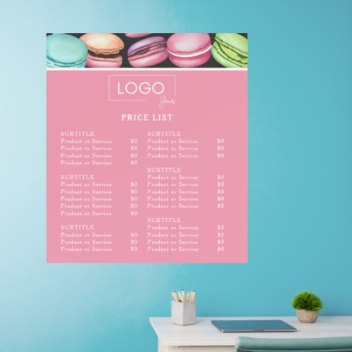 Price List  Business Logo French Macaron Pink Wall Decal