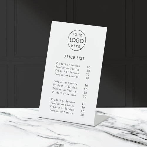 Price List  Business Logo Modern Minimalist Pedestal Sign