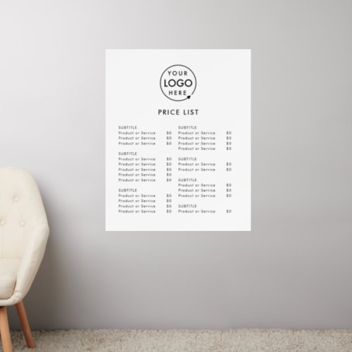 Price List  Business Logo Modern Minimalist Wall Decal