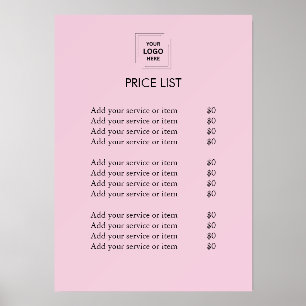 Price List Business Logo Modern Pink Simple Holder