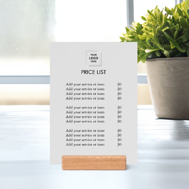 Price List | Business Logo Modern Silver Gray  Holder (Insitu 1)