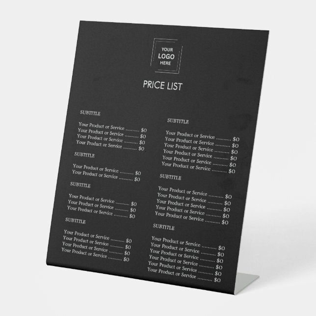 Price List | Custom Black Business Pedestal Sign (Front)