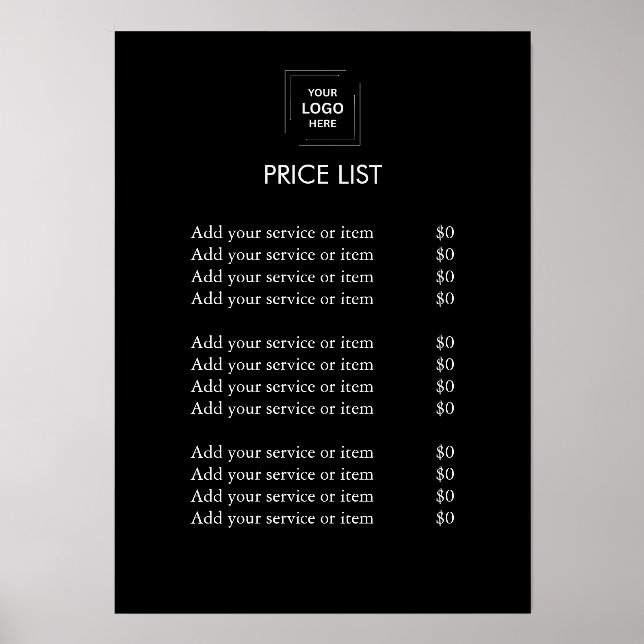 Price List | Custom Black Logo Business Holder (Front)