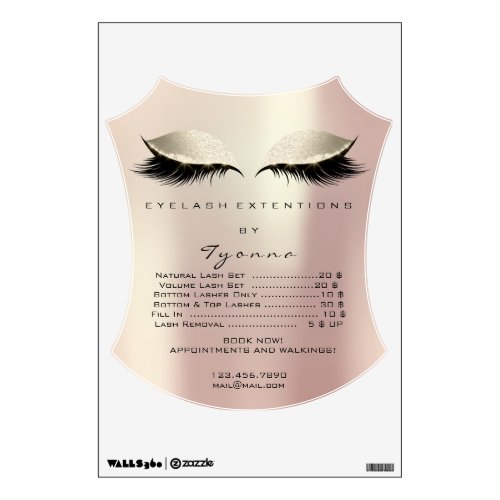 Price List Eyes Makeup Artist Lashes Extension Wall Decal