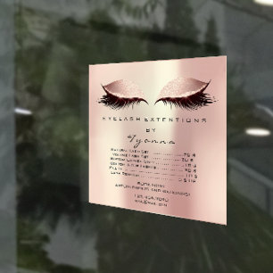 Price List Eyes Makeup Lashes Extension Blush Pink Wall Decal