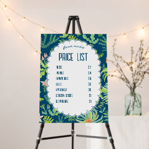 Price List Florist Jungle Garden Watercolor Foam Board