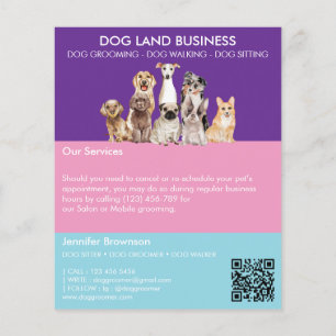 Price List for Dog Grooming purple blue Pink  Flyer