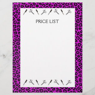 Price list for hairdressing salon flyer
