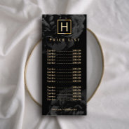 Price List | Gold Monogram Elegant Dark Floral Rack Card at Zazzle