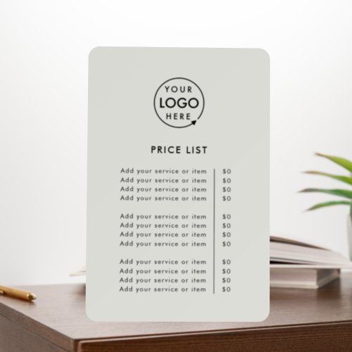 Price List Gray Logo Business Modern Professional Foam Board