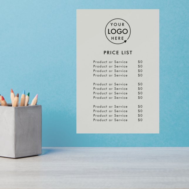 Price List | Gray Logo Business Modern Wall Decal (Home Office 3)