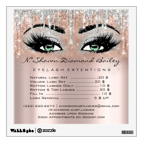 Price List Green Eyes Makeup Lashes Blush Rose Wall Decal