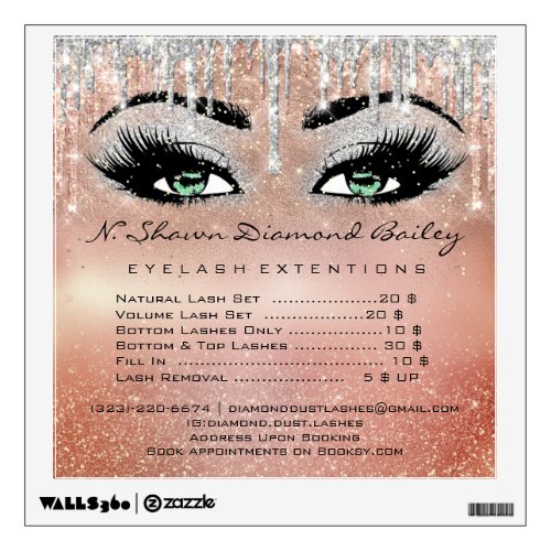 Price List Green Eyes Makeup Lashes Cyan Rose Wall Decal