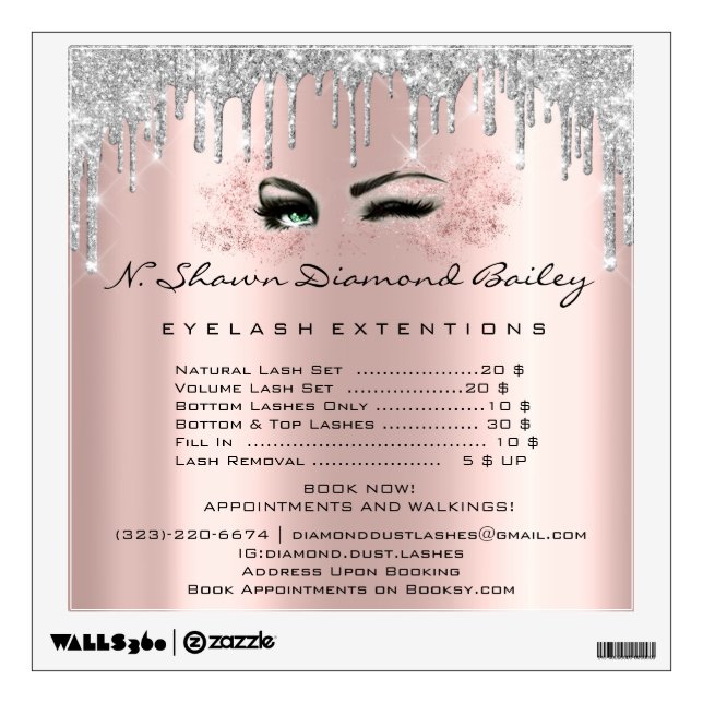 Price List Green Eyes Makeup Lashes Extension Drip Wall Decal (Front)