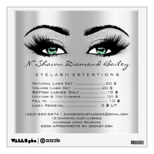 Price List Green Eyes Makeup Lashes Extension Gray Wall Decal