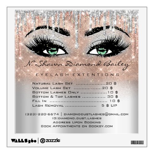 Price List Green Eyes Makeup Lashes Silver Rose Wall Decal