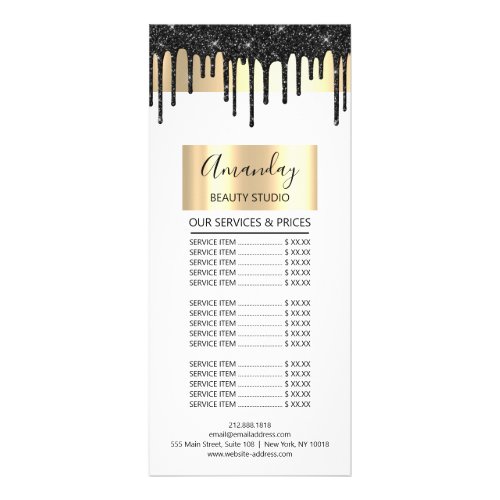 Price List Hair Makeup Lashes Nail Drips White Rack Card