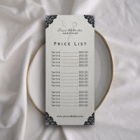 Price List | Hair Stylist Vintage Black Lace Salon Rack Card