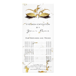 Price List Lash Extension White Marble Gold Rack Card