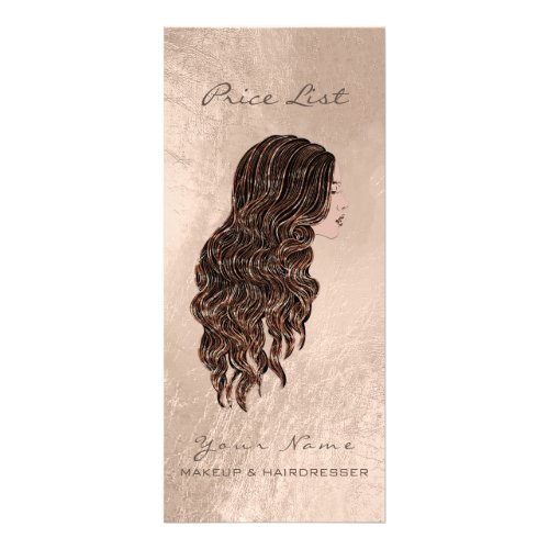 Price List Lash Hairdresser Makeup Mermaid Copper Rack Card
