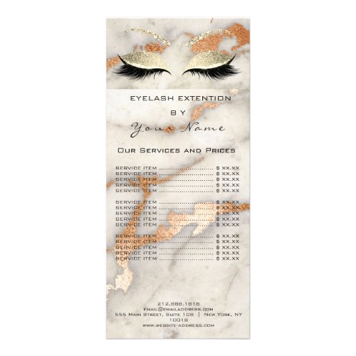 Price List Lashes Copper Makeup Marble Copper Rack Card