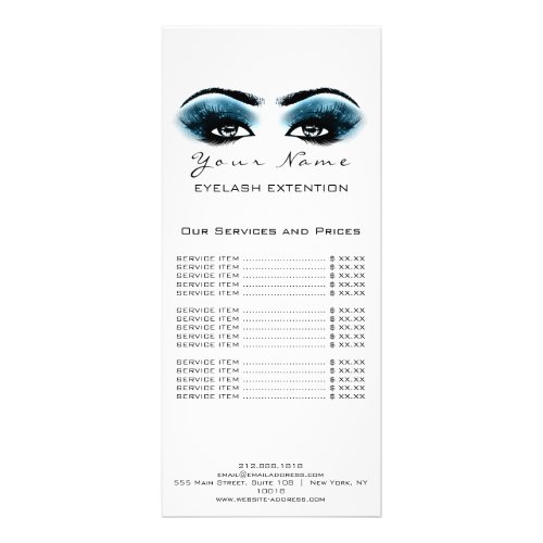 Price List Lashes Extension Makeup Artist Blue Rack Card