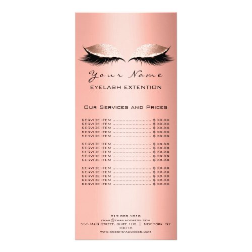 Price List Lashes Extension Makeup Artist Coral Rack Card