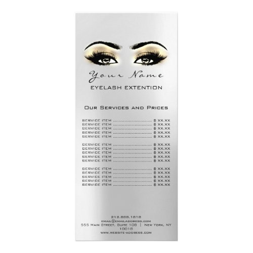 Price List Lashes Extension Makeup Artist Esthetic Rack Card