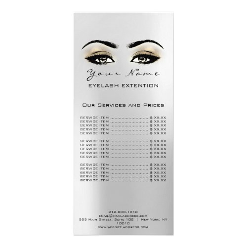 Price List Lashes Extension Makeup Artist  Gray Rack Card