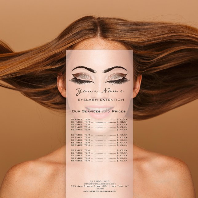 Price List Lashes Extension Makeup Artist  Pink Rack Card (Price List Lashes Extension Makeup Artist Pink Rack Card)