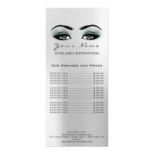 Price List Lashes Extension Makeup Artist Teal Rack Card