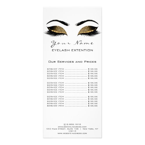 Price List Lashes Extension Makeup Artist White Rack Card