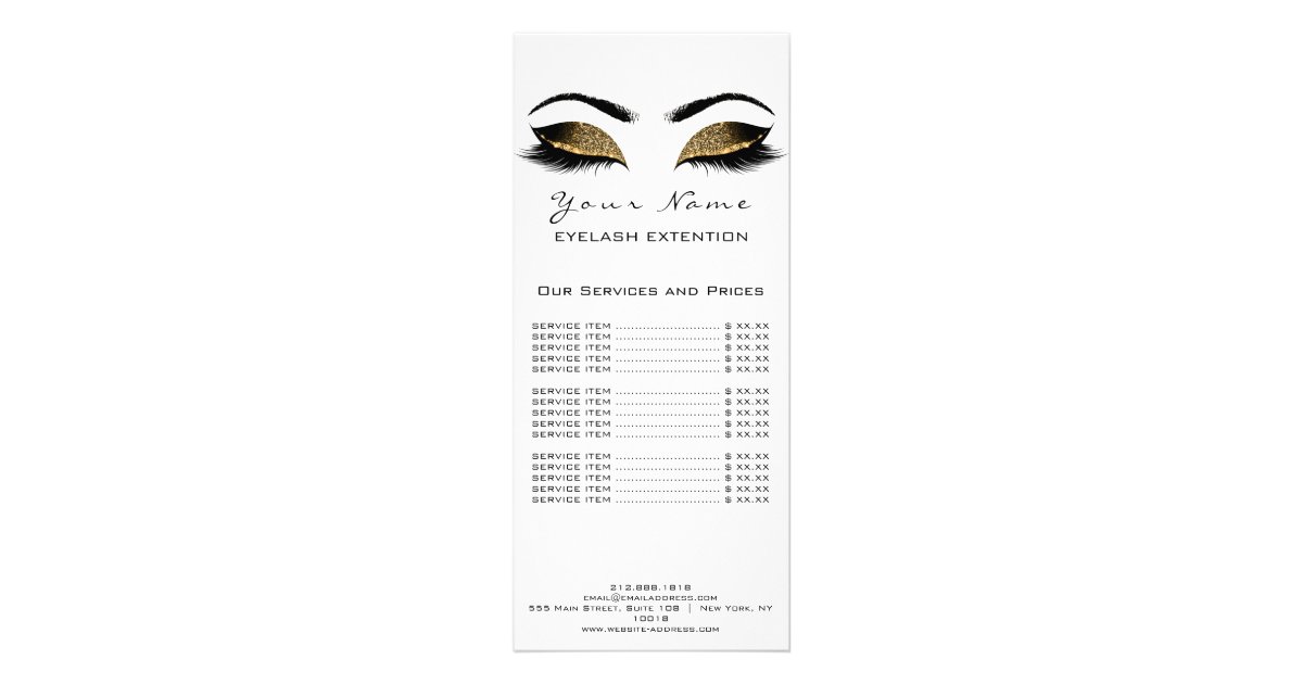 Price List Lashes Extension Makeup Artist White Rack Card | Zazzle