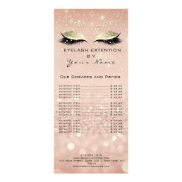 Price List Lashes Extension Makeup Pink Gold Rack Card