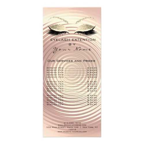 Price List Lashes Extension Makeup Pink Rose Rack Card