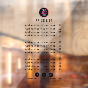 Price List Logo Business Modern Professional Win Window Cling