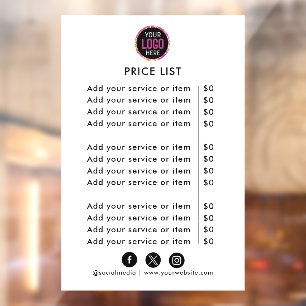 Price List   Logo Business Modern Professional Win Window Cling